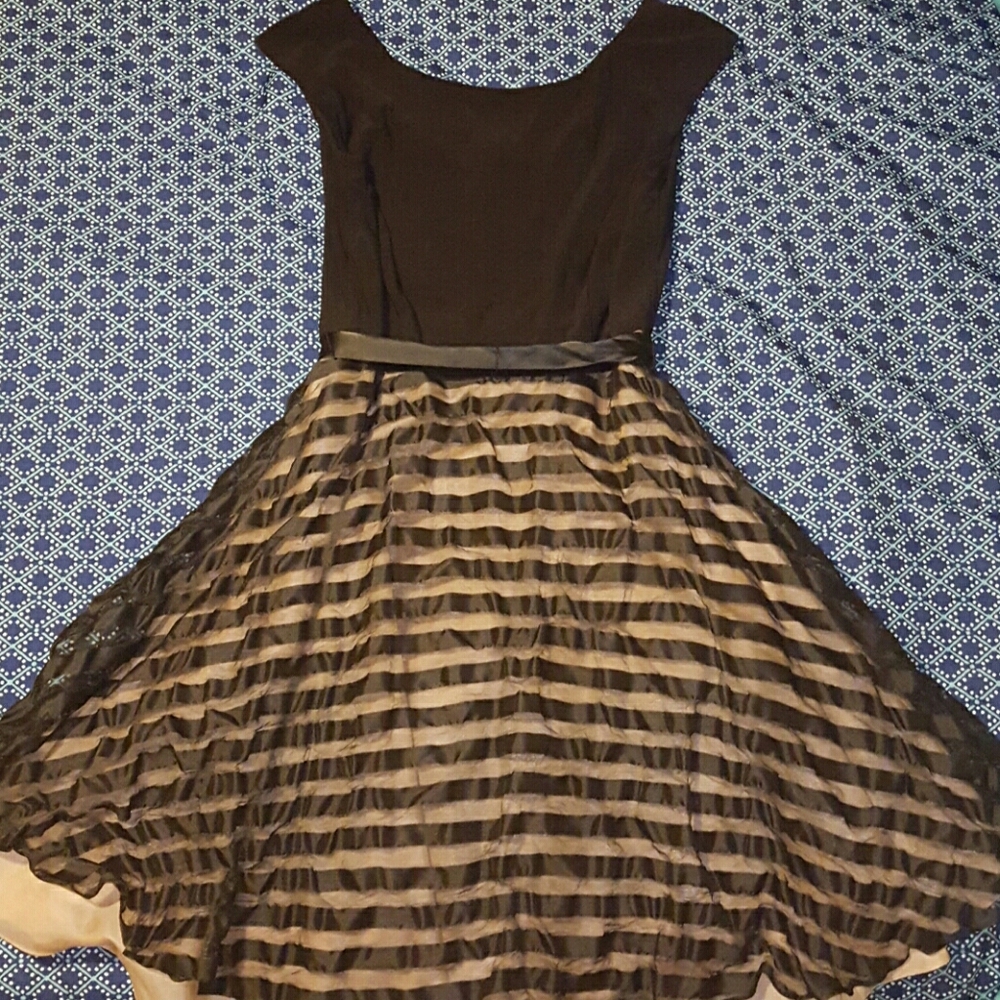 Black Flare out Mid Length Dress